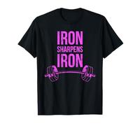 Iron Sharpens Iron Proverbs Haltérophilie Rose Bible Lifting T-Shirt