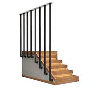 Iron Stair ils - Garde-corps d'escalier en fer forgé noir en forme de L monté sur le côté avec barres métalliques - Design carré de 70 cm pour un soutien robuste