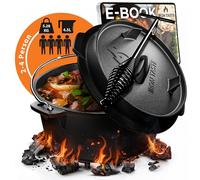 IRON TASTE Set Cocotte Fonte Barbecue 4,5L - Cocotte en fonte pré-assaisonnée 4,5L avec pieds et sollevacouvercle pratique -, casserole en fonte, idéal pour pain, ragoûts, BBQ & camping[1-3 Pers]
