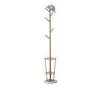 Iron Tree Porte-parapluie d'entrée avec base en marbre Bleu 170 x 33 cm - Porte-manteau élégant et crochet pour chapeau Parfait pour la décoration de la maison
