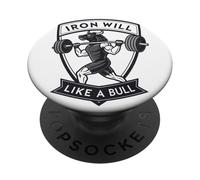 Iron Will Like a Bull : art de la force motivante PopSockets PopGrip Adhésif