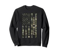 Iron Will USA Patriotic Distressed American Flag Design Sweatshirt