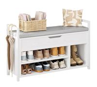 IRONCK Banc à Chaussures avec Assise, Banc de Rangement, Compartiments Ouverts, Cadre en métal, Cuir synthétique, Charge maximale : 130 kg, étagère à Chaussures pour entrée, Couloir, Salon, Chambre à