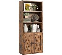 IRONCK Bibliothèque à 2 Portes, étagère sur Pied à 5 Niveaux, Style Industriel, bibliothèque, vitrine, étagère de Rangement pour Bureau, Salon, Chambre à Coucher, Marron Vintage