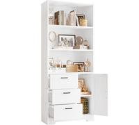 IRONCK Bibliothèque avec porte et 3 tiroirs, 180,3 cm de haut, étagère à 3 niveaux, pour chambre à coucher, salon, entrée, couloir, bureau à domicile