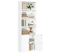 IRONCK Bibliothèque avec Portes - 180cm Étagère sur Pied à 6 Niveaux - Étagère en Bois avec Portes - Étagère de Rangement Ouverte pour Bureau, Salon, Chambre à Coucher - 180 x 60 x 23,5 cm - Noir