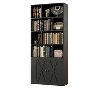 IRONCK Bibliothèque avec portes, grande bibliothèque avec rangement, étagères et bibliothèques avec 8 cubes ouverts pour salon, chambre à coucher, bureau