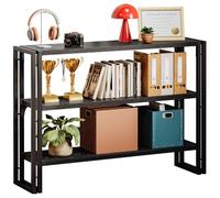 IRONCK Bibliothèque industrielle à 3 étagères, étagère de rangement en bois avec cadre en métal pour le salon, noire