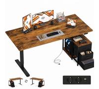 IRONCK Bureau réglable en Hauteur 180 x 80 cm avec Prise, 3 tiroirs | Bureau d'ordinateur électrique, port USB-C, bureau debout réversible, réglable en continu, fonction mémoire
