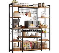 IRONCK Grand support de boulangers avec prise de courant, support de micro-ondes de 157,5 cm de large, bar à café avec rangement, étagères de cuisine et étagères