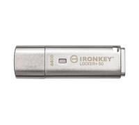 Kingston Clé USB IronKey Locker+ 50 – Chiffrement XTS‑AES, USB 3.2 Gen 1, 64 Go