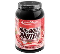 IronMaxx 100% Whey Protein Fraise - Poudre de protéines de lactosérum hydrosoluble | Riche en protéines | Contient naturellement des BCAA | Faible en sucre | Proteine Whey - 900 grammes