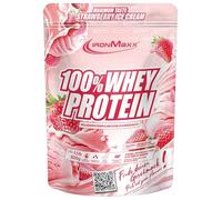 IronMaxx 100% Whey Protein Glace à la fraise - Poudre de protéines de lactosérum hydrosoluble | Riche en protéines | Contient naturellement des BCAA | Faible en sucre | Proteine Whey - 500 gramme
