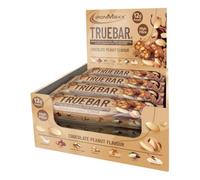 IronMaxx Barre protéinée TrueBar Chocolat Cacahuète 12 x 45 g - snack protéiné riche en fibres avec dattes et fibres de chicorée, sans édulcorants, barres protéinées sport et collation protéinée