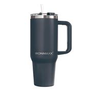 IronMaxx Cup mit Griff - Anthrazit 1,2L | avec paille incluse | Design moderne et épuré en acier inoxydable | Isolation double paroi | Maintient les boissons chaudes et froides