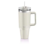 IronMaxx Cup mit Griff - Cream 1,2L | avec paille incluse | Design moderne et épuré en acier inoxydable | Isolation double paroi | Maintient les boissons chaudes et froides