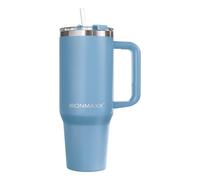 IronMaxx Cup mit Griff - Ice Blue 1,2L | avec paille incluse | Design moderne et épuré en acier inoxydable | Isolation double paroi | Maintient les boissons chaudes et froides