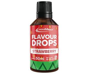 IronMaxx Flavour Drops -Fraise 50ml | Arôme alimentaire liquide zéro sucre & zéro calorie | Arômes végétaliens pour sucrer aliments, yaourt, café & desserts