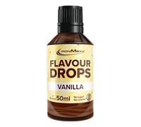 IronMaxx Flavour Drops - Vanille 50ml | Arôme alimentaire liquide zéro sucre & zéro calorie | Arômes végétaliens pour sucrer aliments, yaourt, café & desserts