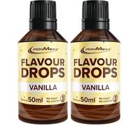 IronMaxx Flavour Drops - Vanille 50ml | Arôme alimentaire liquide zéro sucre & zéro calorie | Arômes végétaliens pour sucrer aliments, yaourt, café & desserts (Lot de 2)