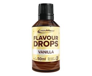 IronMaxx Flavour Drops - Vanille 50ml | Arôme alimentaire liquide zéro sucre & zéro calorie | Arômes végétaliens pour sucrer aliments, yaourt, café & desserts