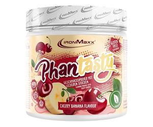 IronMaxx Poudre aromatisante pour yaourt Cerise Banane 250 g - édulcorant en poudre avec morceaux de fruits ou noix pour dessert, fromage blanc et préparation sucrée