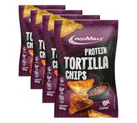 IronMaxx Protein Tortilla Chips - Barbecue 60g | Chips croustillants à base de soja et de manioc | Low carb, riches en fibres et sans gluten | Idéals pour le fitness et les régimes (Lot de 4)