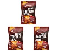 IronMaxx Protein Tortilla Chips - Paprika 60g | Snack croustillant protéiné soja & manioc | Riche en fibres & sans gluten | Idéal nomade (Lot de 3)