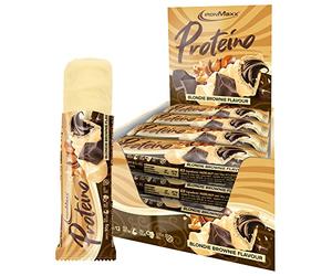 IronMaxx Proteino Barre Protéinée - Blondie Brownie, 12 x 30g | Barre high-protein à base de gaufre, faible en sucre, sans gluten, sans huile de palme.