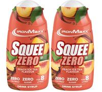 IronMaxx SqueeZero - Sirop sans sucre & zero calorie, Pêche Ice Tea 65ml | Boisson sans sucre au goût rafraîchissant | Prépare jusqu’à 8 litres de boisson zero sucre (Lot de 2)