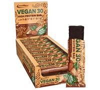 IronMaxx Vegan 30 - Barre Protéinée Vegan Biscuit aux Amandes, 24 x 35 g | Faible en Sucre (0,6 g) | Riche en Protéines | En-Cas Protéiné & Barres Petit-Déjeuner Idéales à Emporter