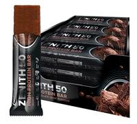 IronMaxx Zenith 50 High Protein Bar - Brownie Chocolate Crisp - 16xBarre protéinée 45g avec 50 % de protéines, faible en sucre, enrobage crémeux et savoureux