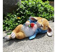 iRonrain Statues de Jardin en Forme de Lapin, Lapin de Pâques, décoration d'extérieur pour Thanksgiving, Statue de Noël pour Jardin, Cour, pelouse, Sculpture d'intérieur (Bleu)