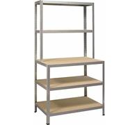Ironside 100-855 Étagère enfichable bois / métal 186x100 cm avec établi, charge admissible 200 kg (1 pièce)