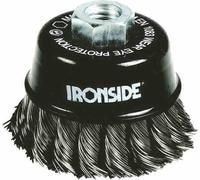 Ironside 243-005/608151 Brosse boisseau 65mm M14 0,5mm torsadée, pour meuleuse d'angle, noir/gris