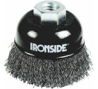 Ironside 243-008 Brosse boisseau 65mm M14 0,3mm ondulée, pour meuleuse d'angle, grise