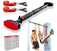 IRONSURGE Lot de 6 barres de traction pour porte avec deux bandes de résistance amovibles, manuel d'entraînement, barre de traction pour cadre de porte et deux supports inclinés pour entraînement à