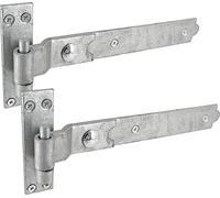 IRONTITE Charnière de portail à manivelle galvanisée robuste 300 mm Charnières de portail à crochet et bande pour portails en bois Charnières à manivelle avec fixations incluses (galvanisé)