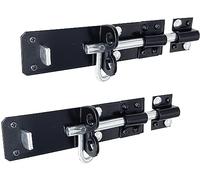 IRONTITE® Lot de 2 boulons de porte Brenton noirs de 150 mm, idéal pour portails, abris de jardin, granges, etc. Boulons de verrouillage de portail robustes pour portails en bois avec fixations.