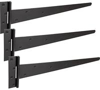 IRONTITE Lot de 3 charnières en T noires de 600 mm pour portails en bois ou abris de jardin, protégées contre les intempéries
