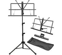 IRONTREE Pupitre de Musique, Porte-partition, Support de livre de bureau 2 en 1, porte-partition pliable portable et léger avec pince à partitions et sac de transport