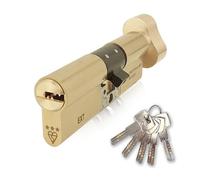 IRONWORX® Spectre Laiton 35 mm (Tour) / 45 mm (clé) (80 mm) Sécurité maximale approuvée par la police TS007 BSI Serrure de porte Euro Cylindre 3 étoiles avec fonction Escape Pouce, Comprend 5 clés