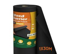 iropro Toile de Paillage 30 m X 1 m, 30 m² Geotextile, 100 g/m² Bâche Résistante À La Déchirure Perméable À l'eau, Rouleau de Toile de Paillage, Film Anti Mauvaise Herbe