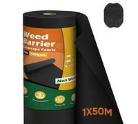 iropro Toile de Paillage 50m X 1 m, 50 m² Geotextile avec 25 Rondelles, 100 g/m² Bâche Résistante À La Déchirure Perméable À l'eau, Rouleau de Toile de Paillage, Film Anti Mauvaise Herbe