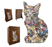 Irregular Cat Puzzle Piggy Bank | Cat Jigsaw Puzzle, Educational Wooden Funny Games, for Children Boys Girls Pet Lovers Home Indoor School Classroom Birthday Christmas