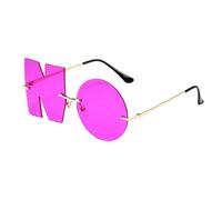 Irregular Rimless Sunglasses - Letter NO Sunglasses | Rimless Irregular Metal Frame Party Sunglassess | Lightweight Anti-UV Funny Alphabet Eyewear For Men & Women