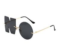 Irregular Rimless Sunglasses - Letter NO Sunglasses | Rimless Irregular Metal Frame Party Sunglassess | Lightweight Anti-UV Funny Alphabet Eyewear For Men & Women