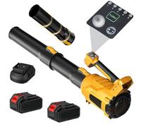 Irrisy Souffleur à feuilles sans fil avec 2 batteries de 3,0 Ah, 5 vitesses + mode turbo, affichage numérique sans balais, souffleur électrique 530 CFM pour feuilles, neige, poussière de voiture