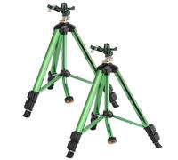 IRRSTPRO Lot de 2 arroseurs à oiseaux en alliage de zinc vert, base trépied robuste, irrigation à 360 degrés, pieds à verrouillage rabattable durables et buse réglable