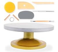 IRSTBL - Roue de sculpture de 30,5 cm - Plateau tournant en plastique robuste avec roulements en acier et base antidérapante - Poterie, céramique, modélisme - Comprend 8 outils d'argile